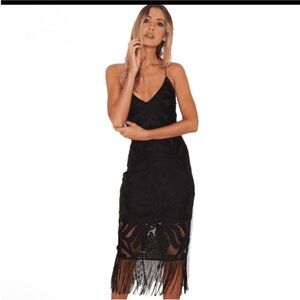 Two Sisters The Label khaleesi Lace Fringe Black Dress Size 6